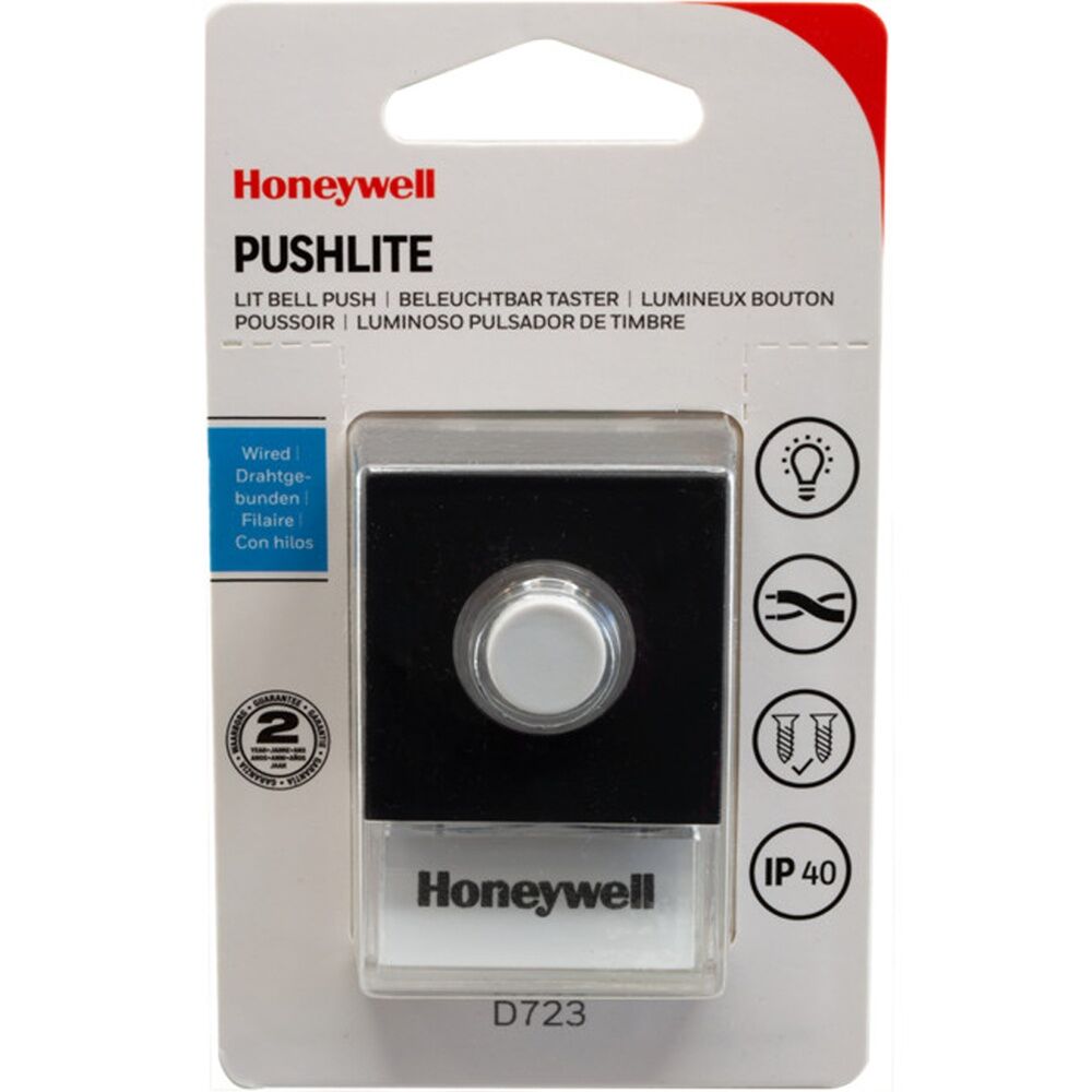 Honeywell Illuminated Door Bell Press Hard Wired - Doorbell Lighted Black Cover