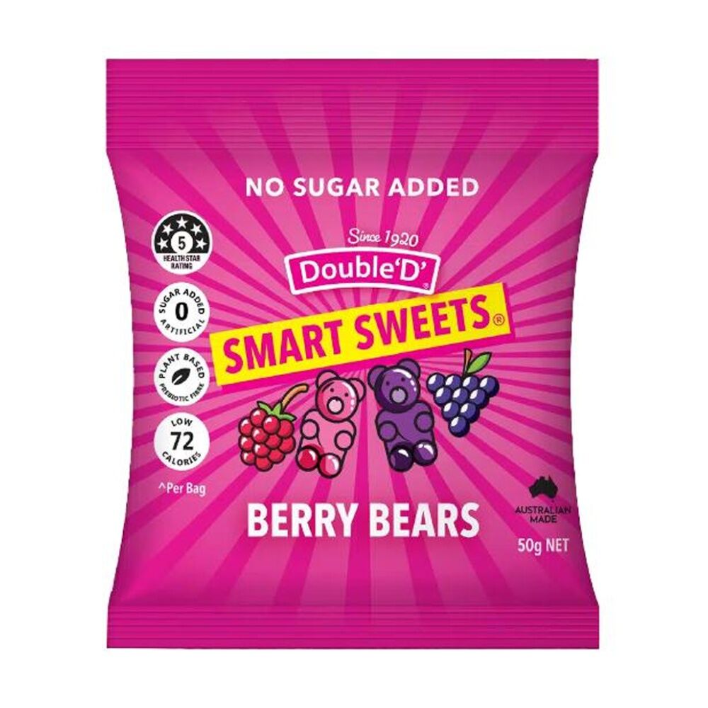 12PK DoubleD Smart Sweets Berry Bears 50g Party Favours Candy/Lollies/Gummies