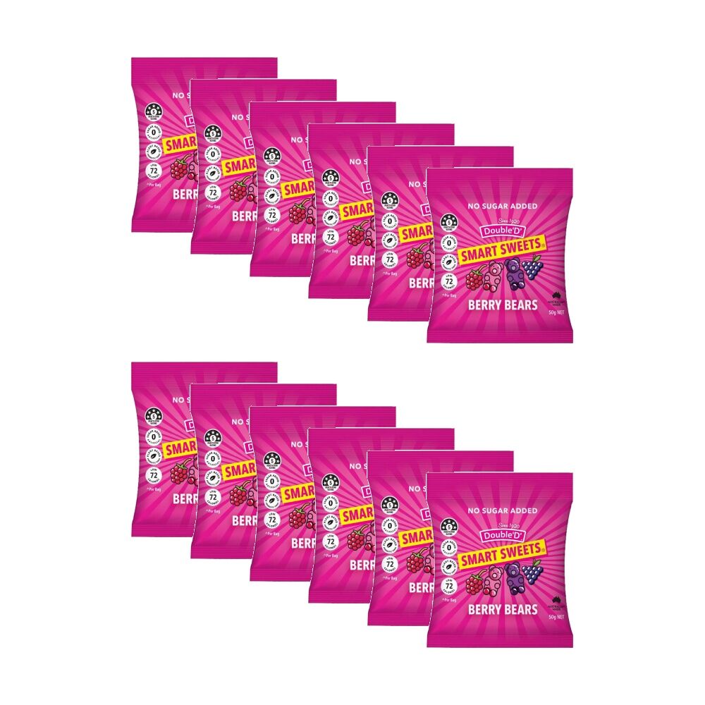 12PK DoubleD Smart Sweets Berry Bears 50g Party Favours Candy/Lollies/Gummies