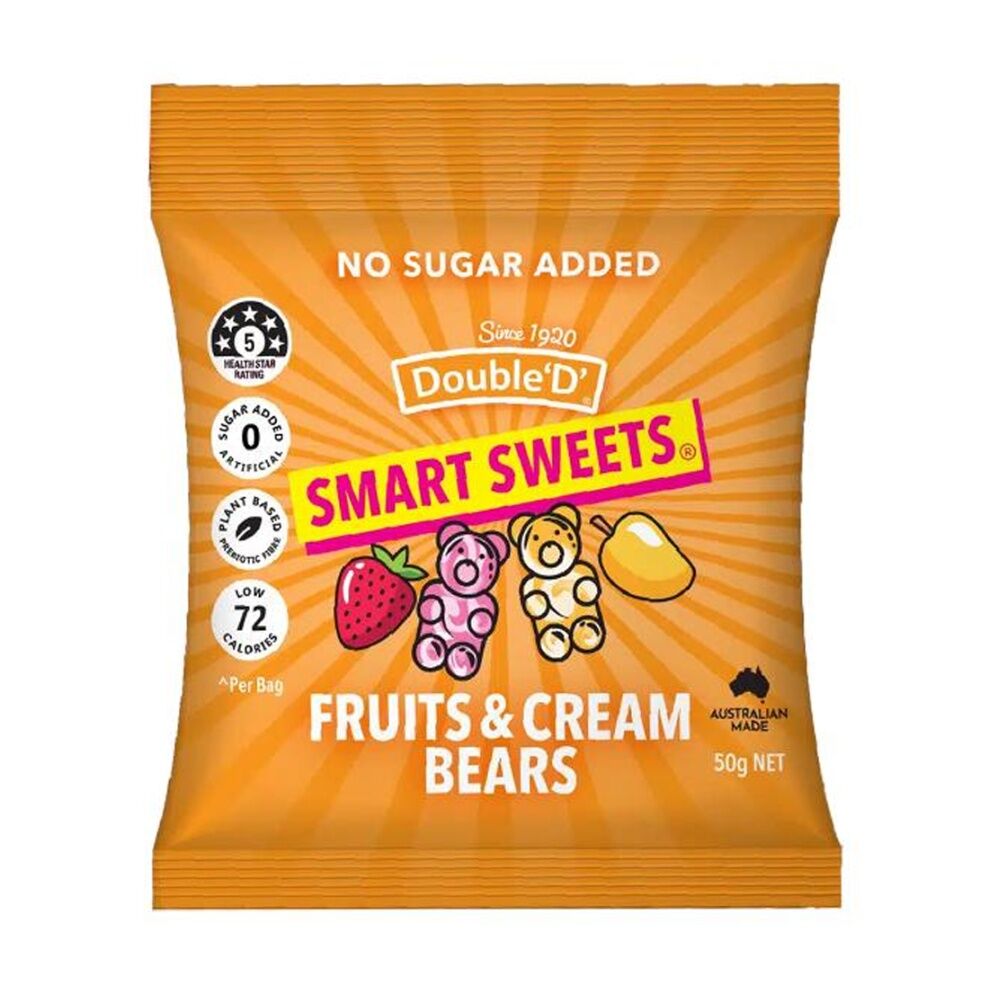 12PK DoubleD Smart Sweets Fruits n Cream 50g Candy/Lollies/Gummies