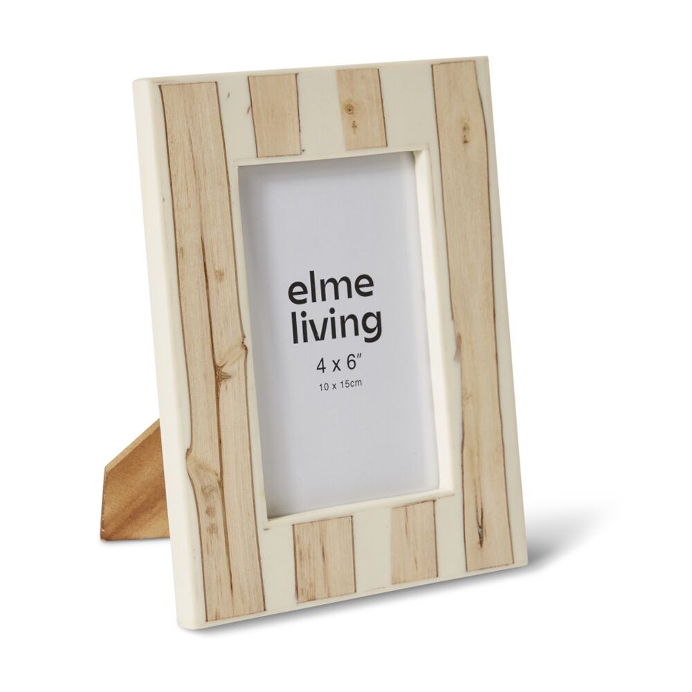 4PK E Style Hetuwa 4x6in Photo Frame Wood & Cream Resin Home Decor