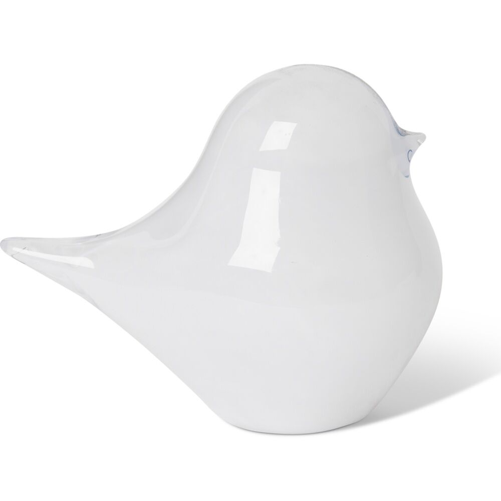 E Style Flynn Glass Bird Figurine Minimalist Sculpture White Large 21x12x17cm