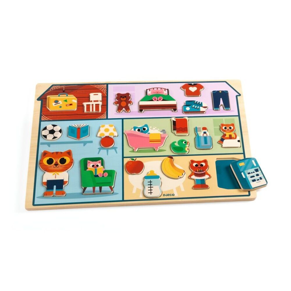 22pc Djeco Wooden House Puzzle Chunky Pieces Kids Toy Fun 2y+