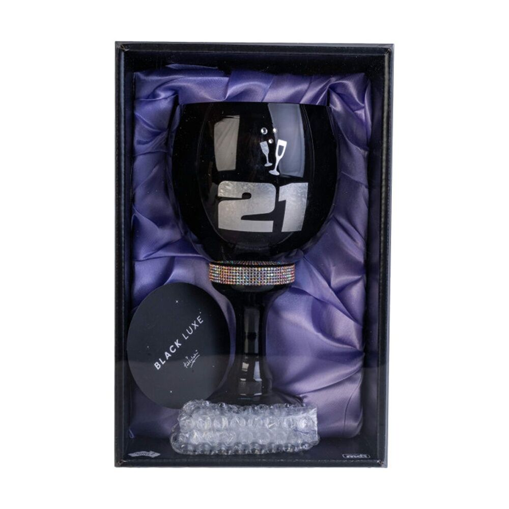 MDI Luxe Rhinestone 21st Birthday Goblet Novelty Cup Glossy Black