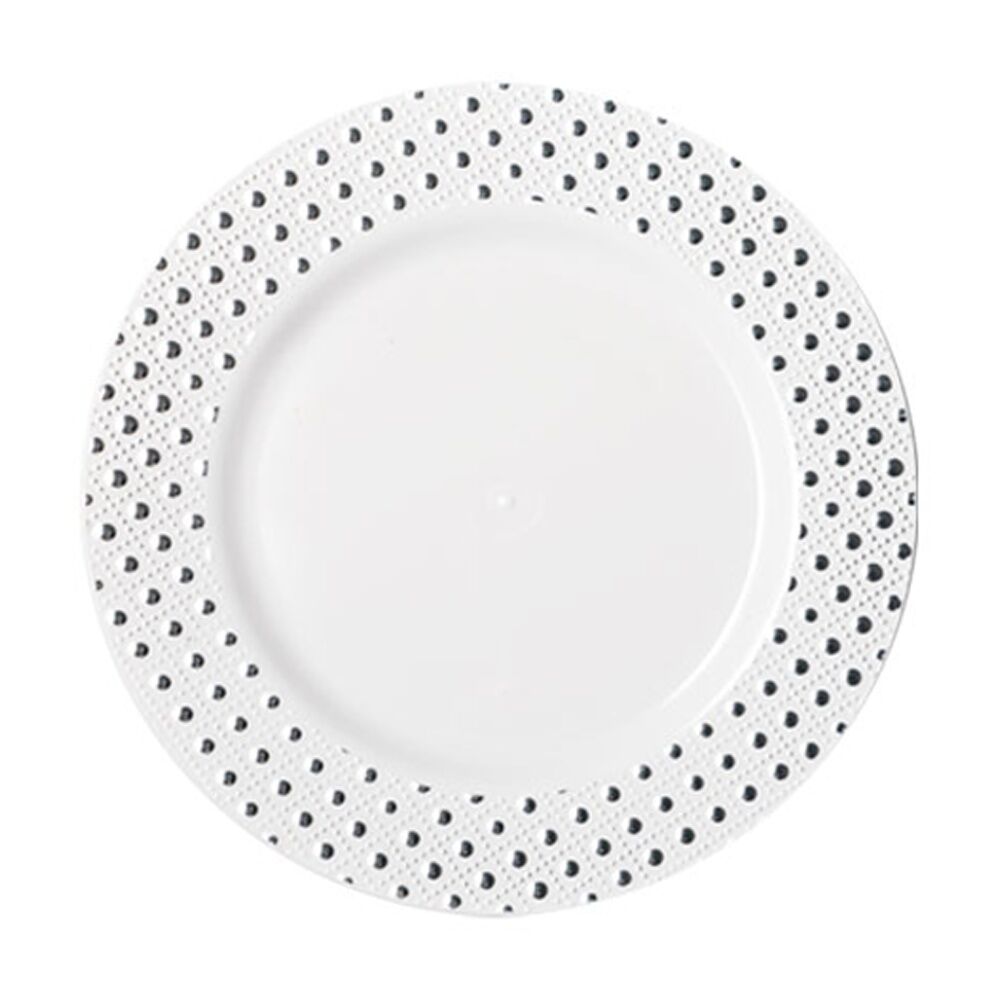12x 6pc Partyware Heavy Duty Durable Dinner Plates Set 190mm Silver Dot