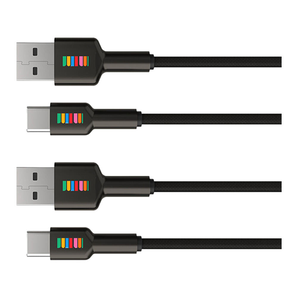 2PK Dull Co. USB-A to USB-C Braided Charging Cable W/ Metal Connectors 2m
