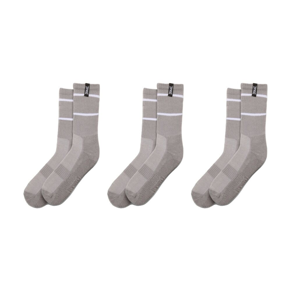 3PK Everlast Yoga Grip Crew Socks Breathable Non-Slip Workout Gear Grey M/L