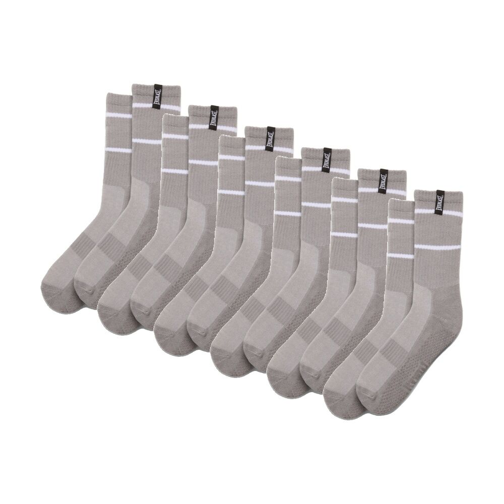 6PK Everlast Yoga Grip Crew Socks Breathable Non-Slip Workout Gear Grey M/L