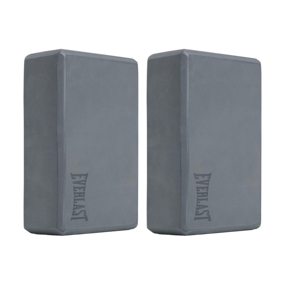 2PK Everlast Foam Yoga Block Lightweight Durable Fitness Equipment Grey