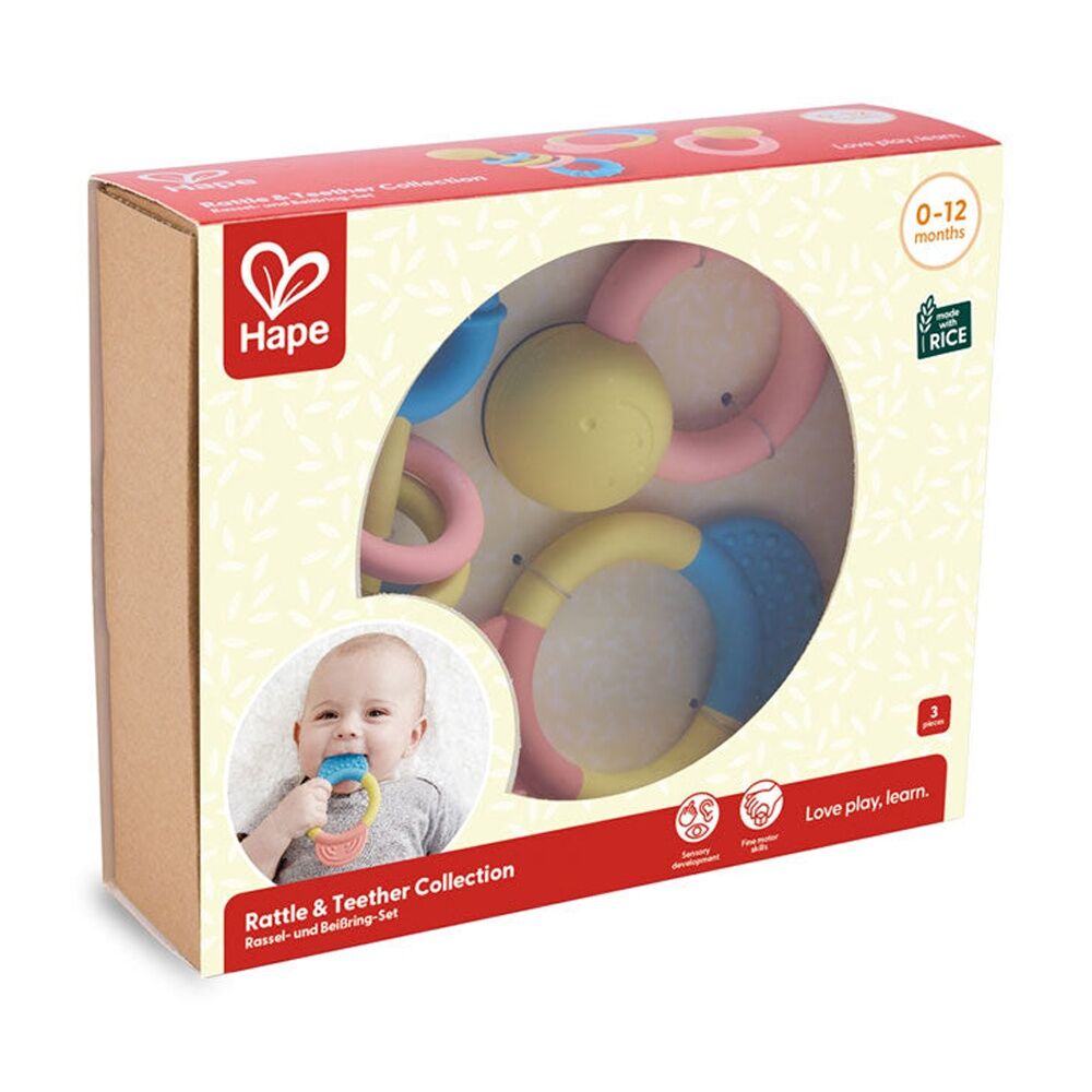 Hape Rattle Teether Collection Sensory Toys For Babies/Infants Multicolour