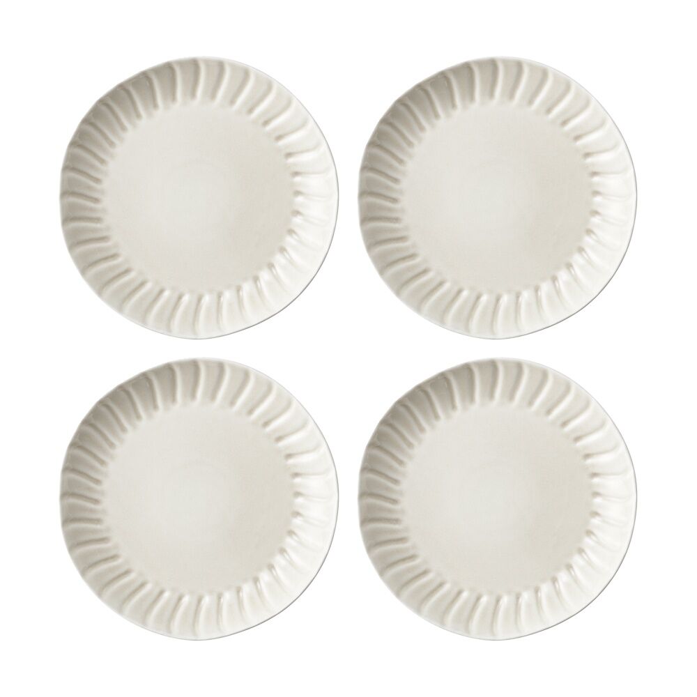 4PK Ecology Ritual Rippled Porcelain Dinner Plate Frost Off White 26.5cm