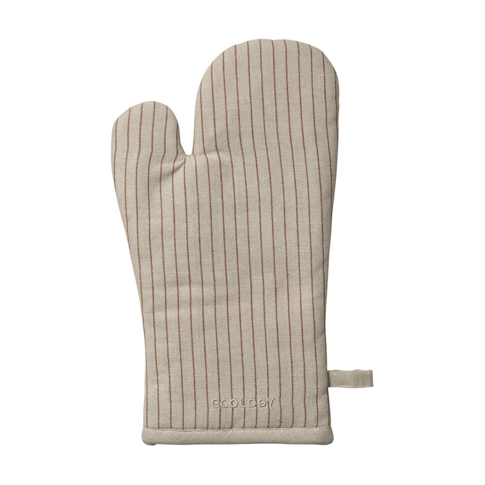 2PK Ecology Tonka 100% Cotton Oven Glove/Mit Biege & Red Sienna Stripe 32x17cm