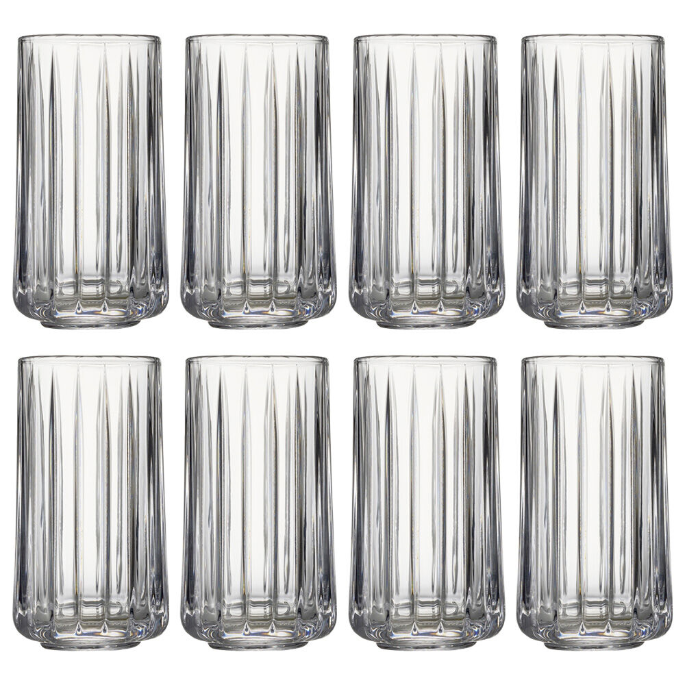 2x 4pc Ecology Lineaire Glass Hi Ball Tumbler Set Drinkware 320ml