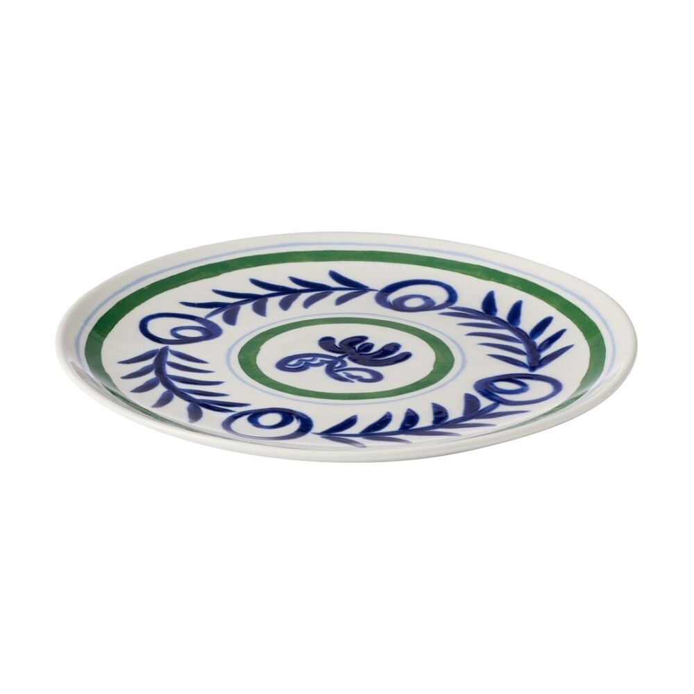 Ecology Laurus Round Platter 35cm Stoneware Blue Green Fern Pattern