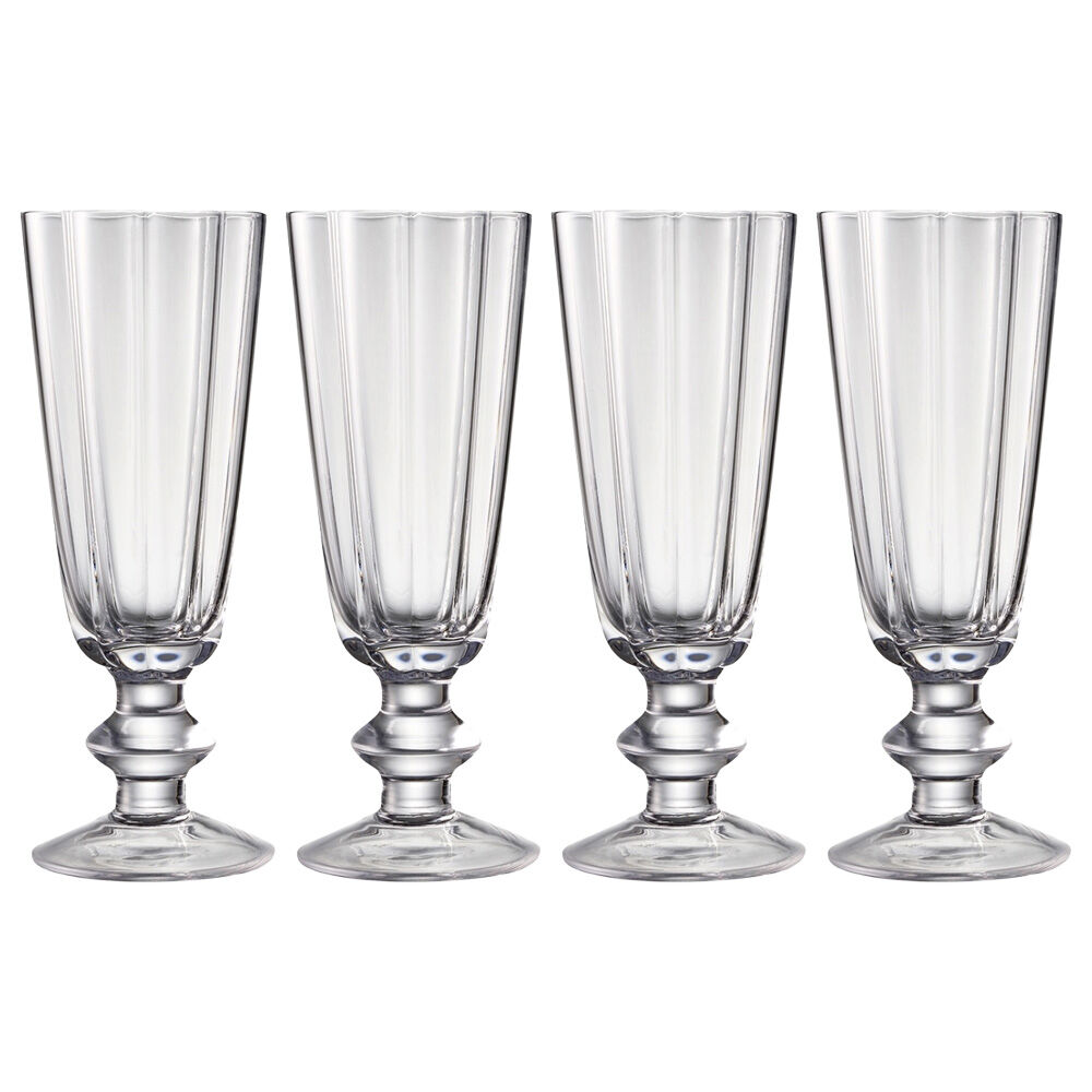 4pc Ecology Ellery Champagne Set Fluted Stemmed Glassware 290ml