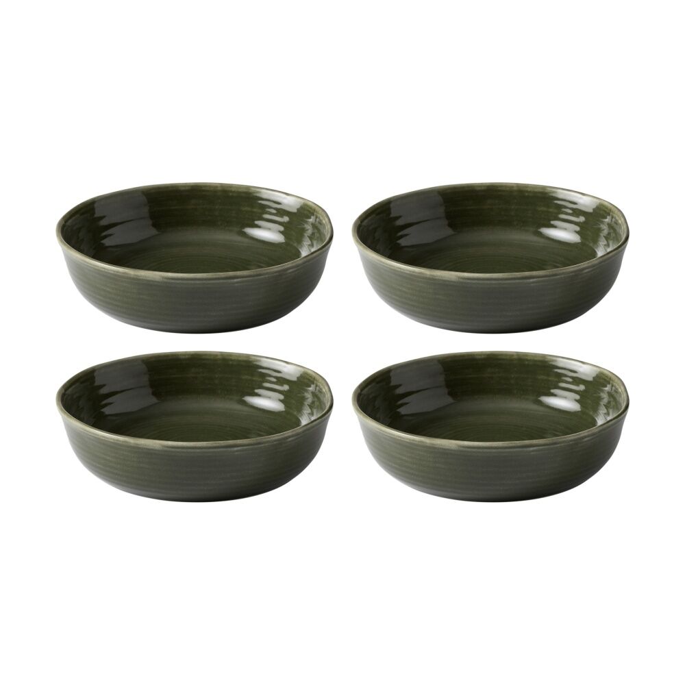 4PK Ecology Ottawa Stoneware Dinner Bowl 22cm Moss Green Rustic Serveware