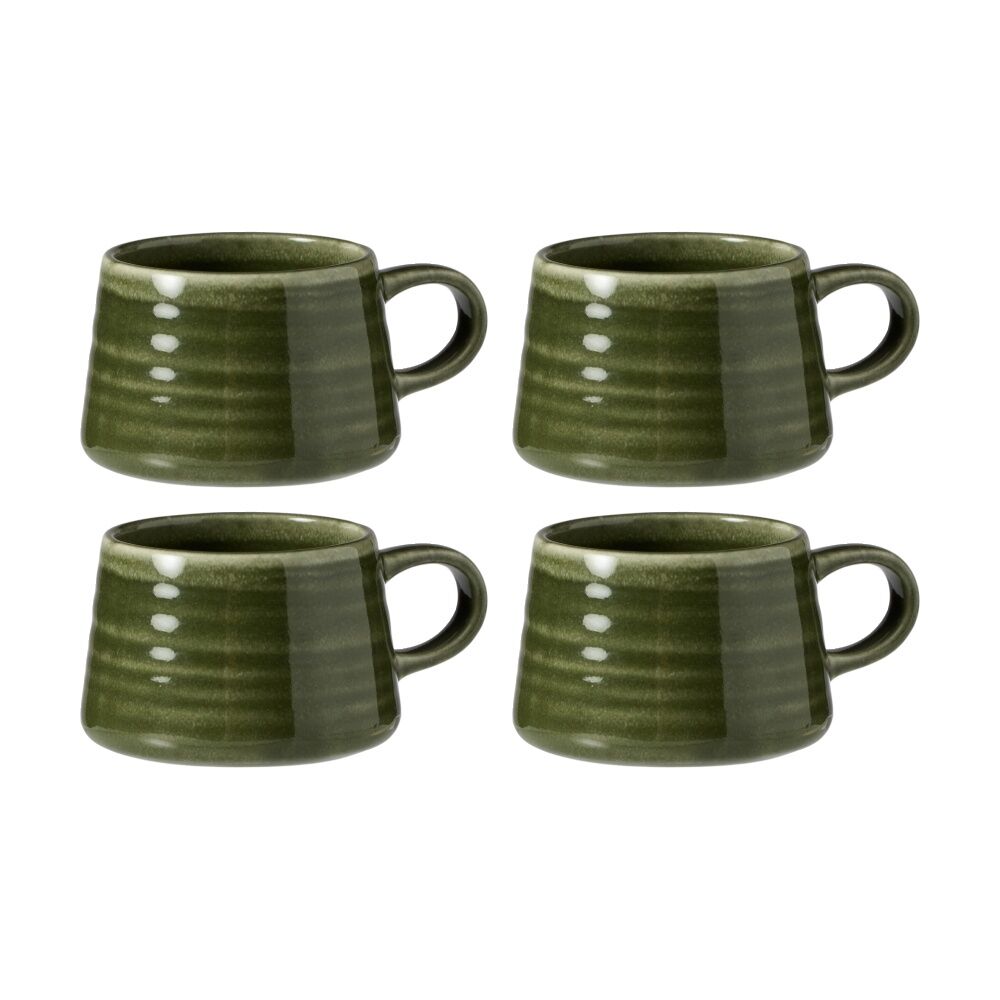 4PK Ecology Ottawa Stoneware Macchiato Cup Rustic Mug Moss Green 85ml