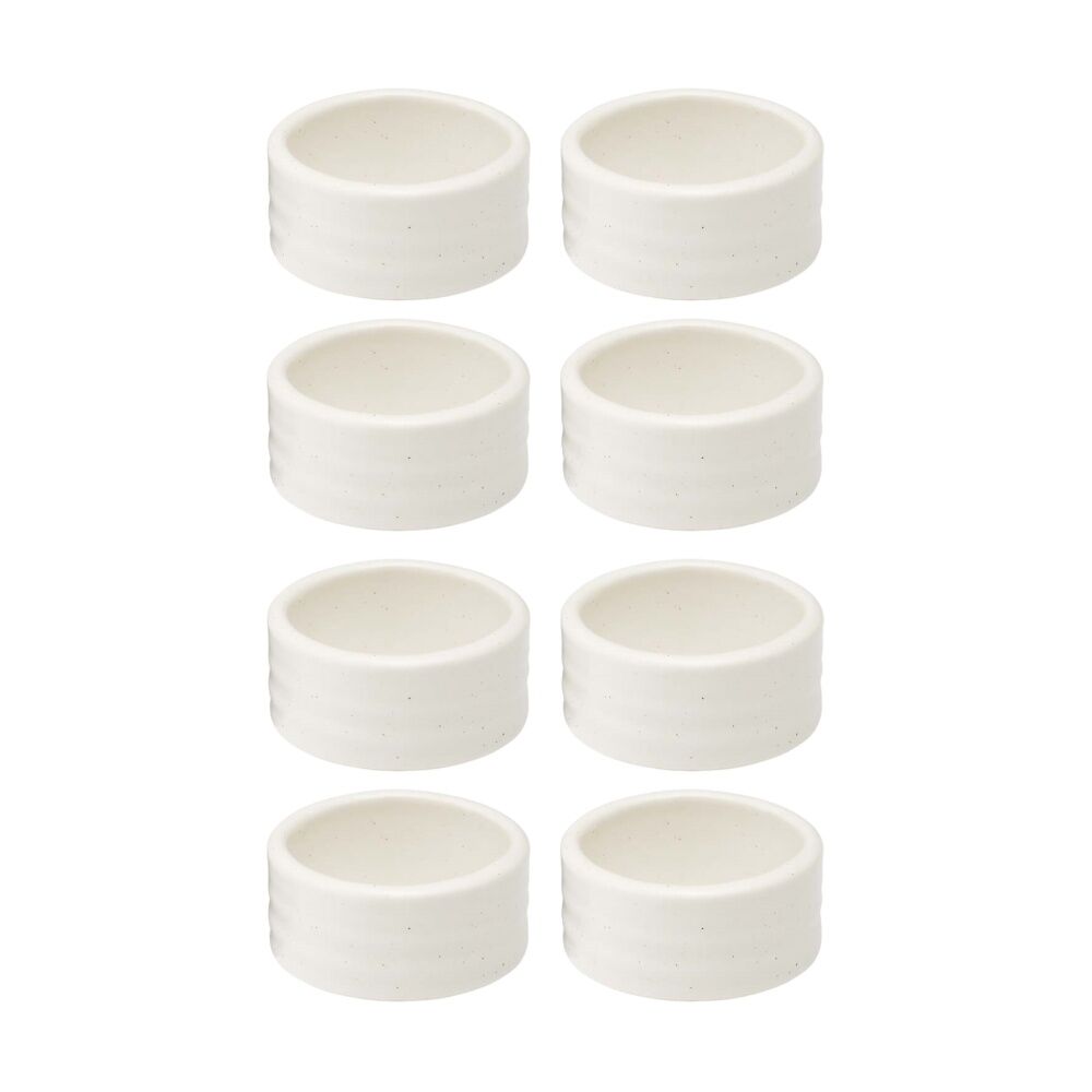 2x 4pc Ecology Ottawa Stoneware Napkin Ring Set Rustic Tableware Calico