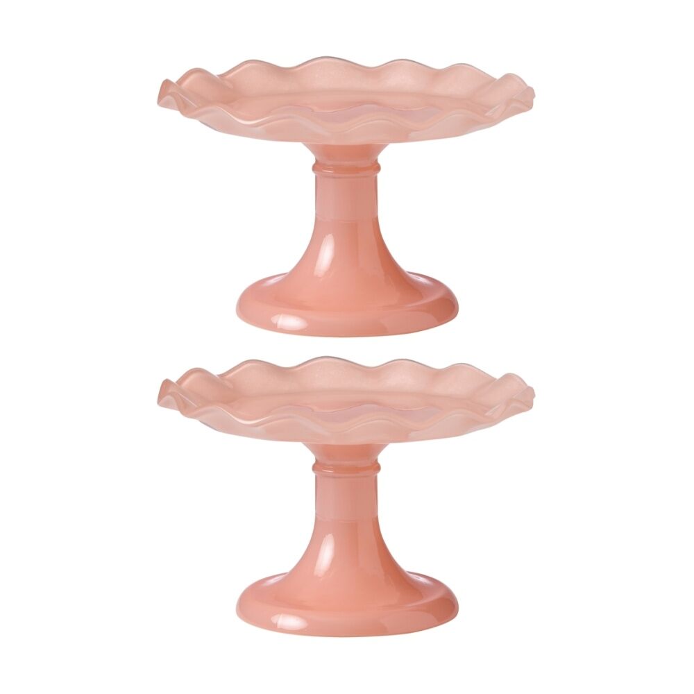 2PK Ecology Ruffle Glass Cake Stand High Gloss Serveware Petal 33x12.5cm