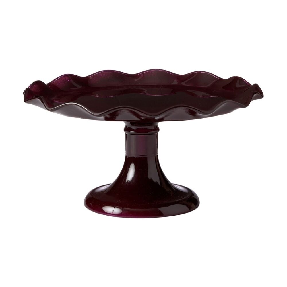 2PK Ecology Ruffle Glass Cake Stand High Gloss Serveware Elderberry 26x12.5cm