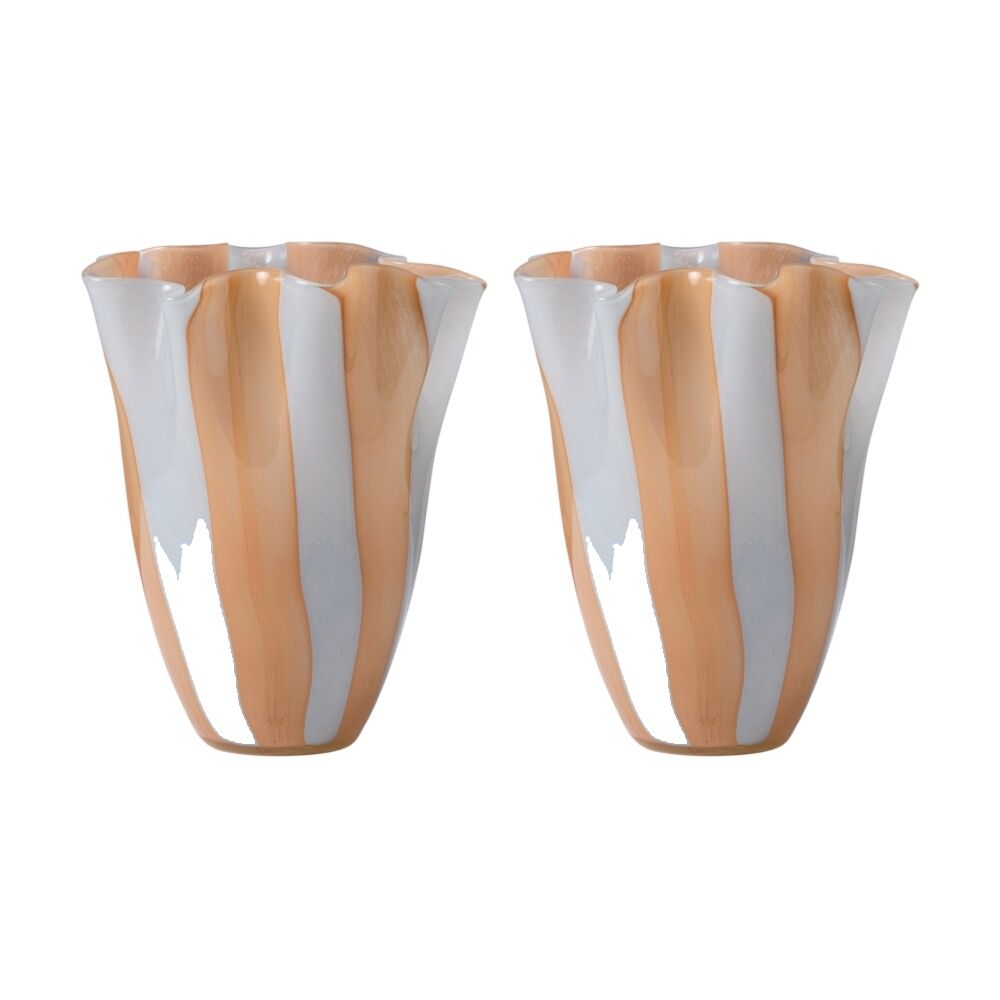 2PK Ecology Horizon Vase Soda Lime Glass Contemporary Home Decor 24cm