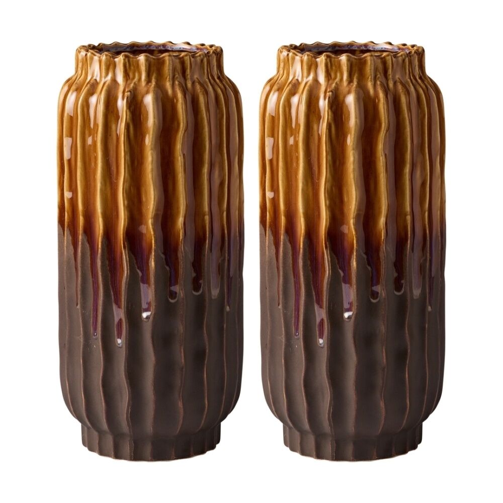 2PK Ecology Isla Ceramic Vase High-Gloss Glaze Tonal Home Decor 41cm