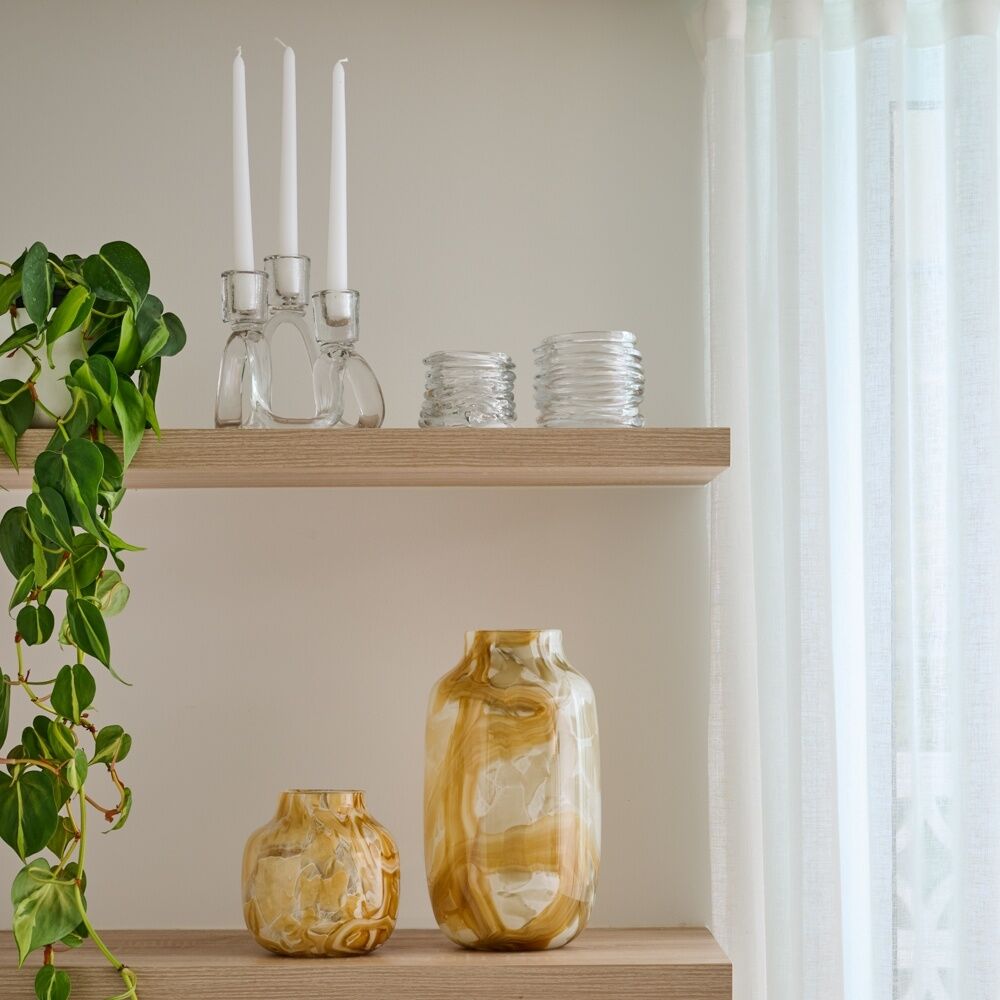 Ecology Lume 3 Tiered Tapered Glass Candle Holder Clear 18cm