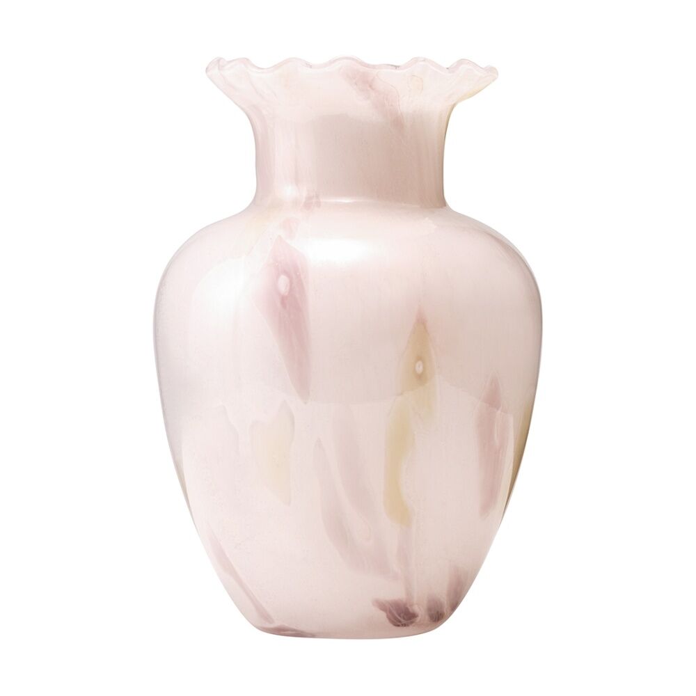 Ecology Frill Rounded Flower Vase Sunset Pink Marble-Look 27cm