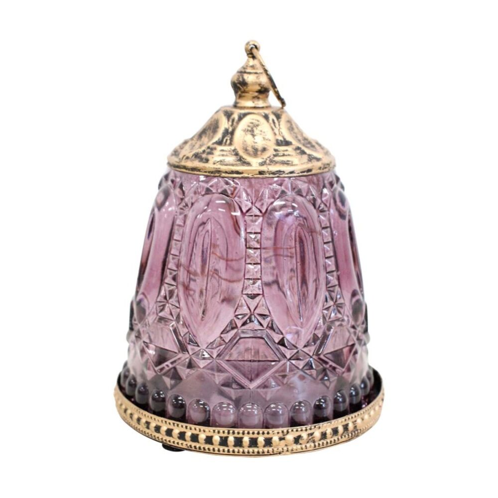 LVD LED Lantern Home Decor Vintage-Inspired Plum/Aged Gold 9x9x13cm