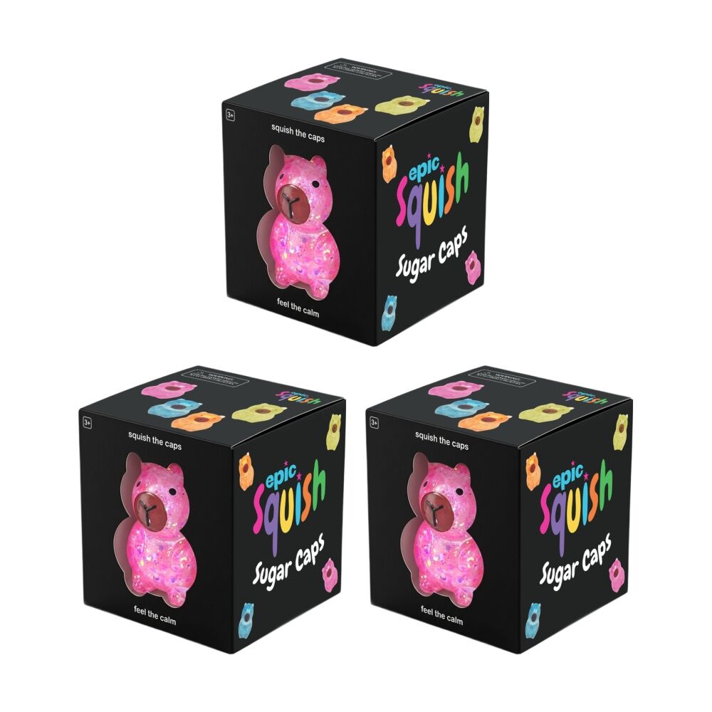 3PK Epic Squish Sugar Caps Assorted Soft Animal Sensory Toy Kids 3y+