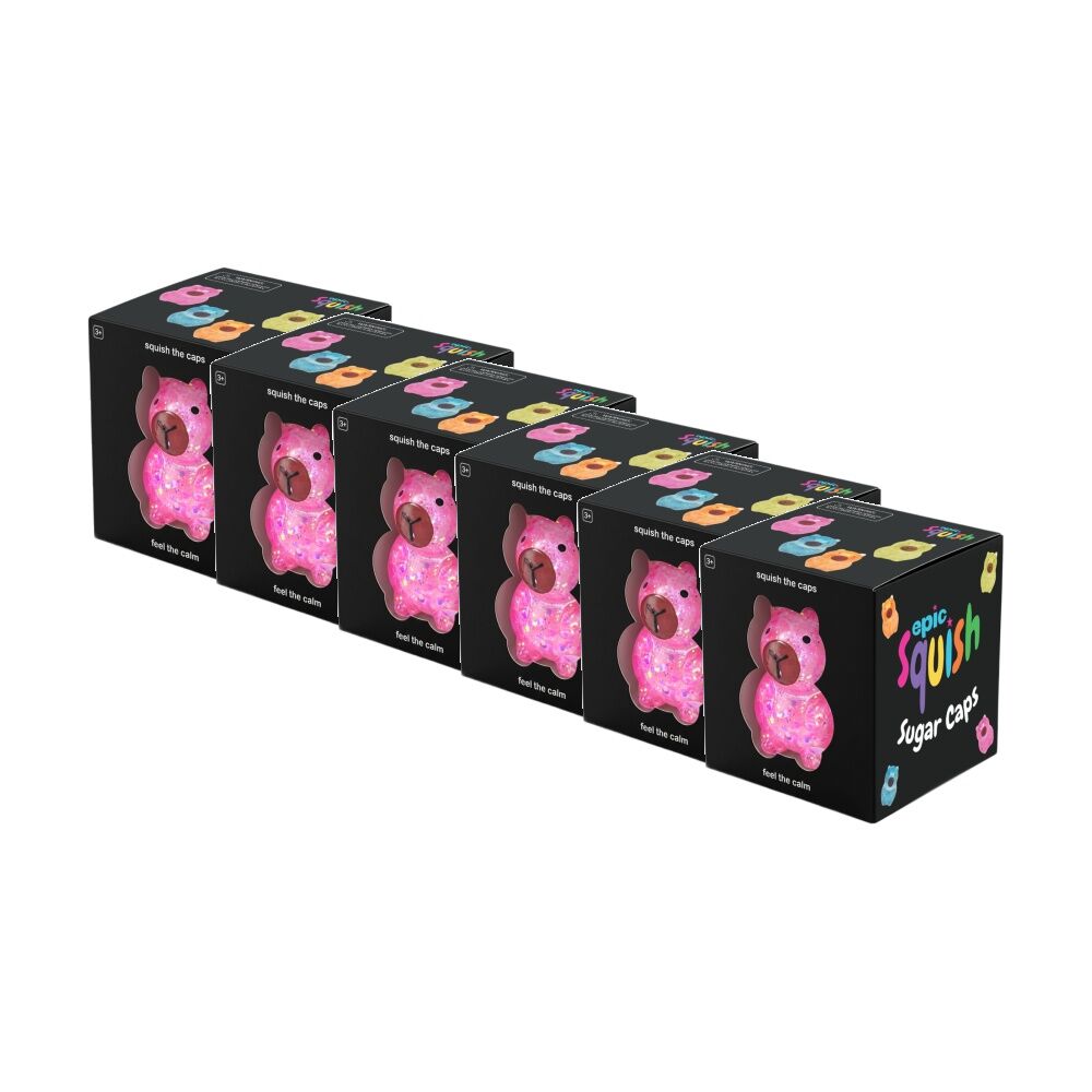 6PK Epic Squish Sugar Caps Assorted Soft Animal Sensory Toy Kids 3y+