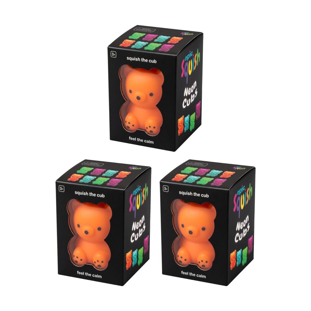 3PK Epic Squish Neon Cubs Assrtd Soft Slow Rising Sensory Toy Kids 3y+