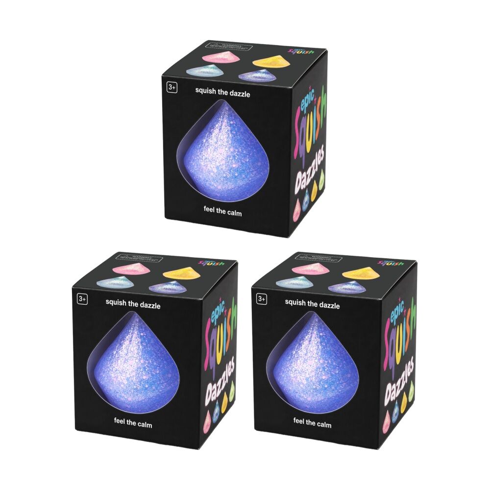 3PK Epic Squish Dazzles Assrtd Glitter Slow Rising Sensory Toy Kids 3y+