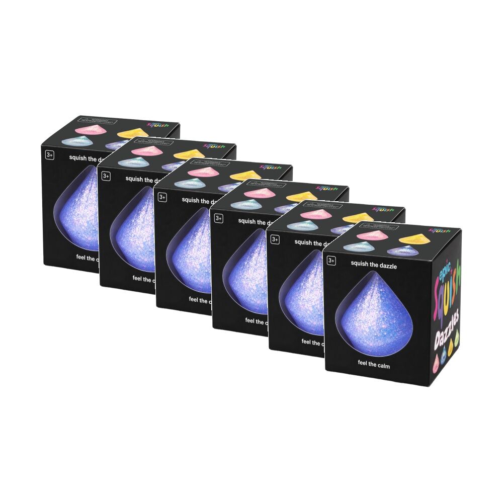 6PK Epic Squish Dazzles Assrtd Glitter Slow Rising Sensory Toy Kids 3y+