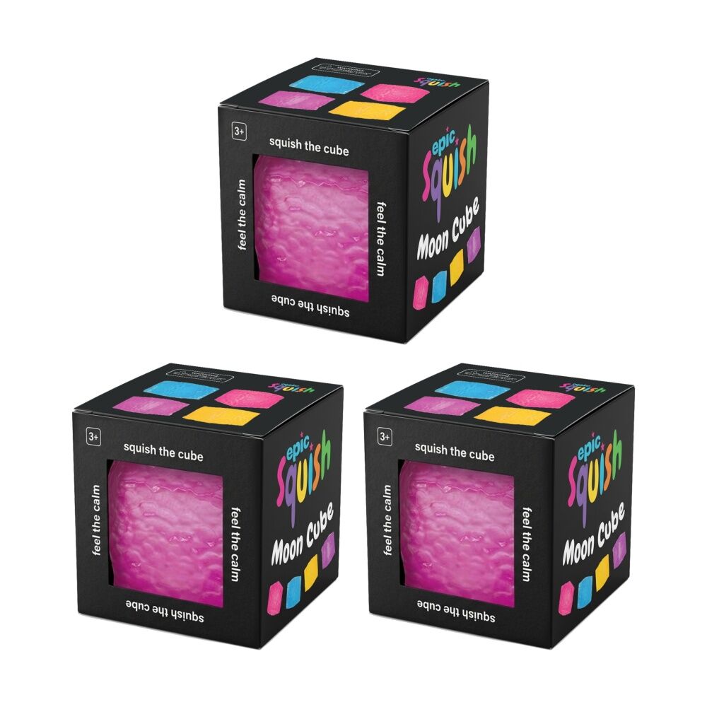 3PK Epic Squish Moon Cube Assorted Soft Slow Rising Sensory Toy Kids 3y+