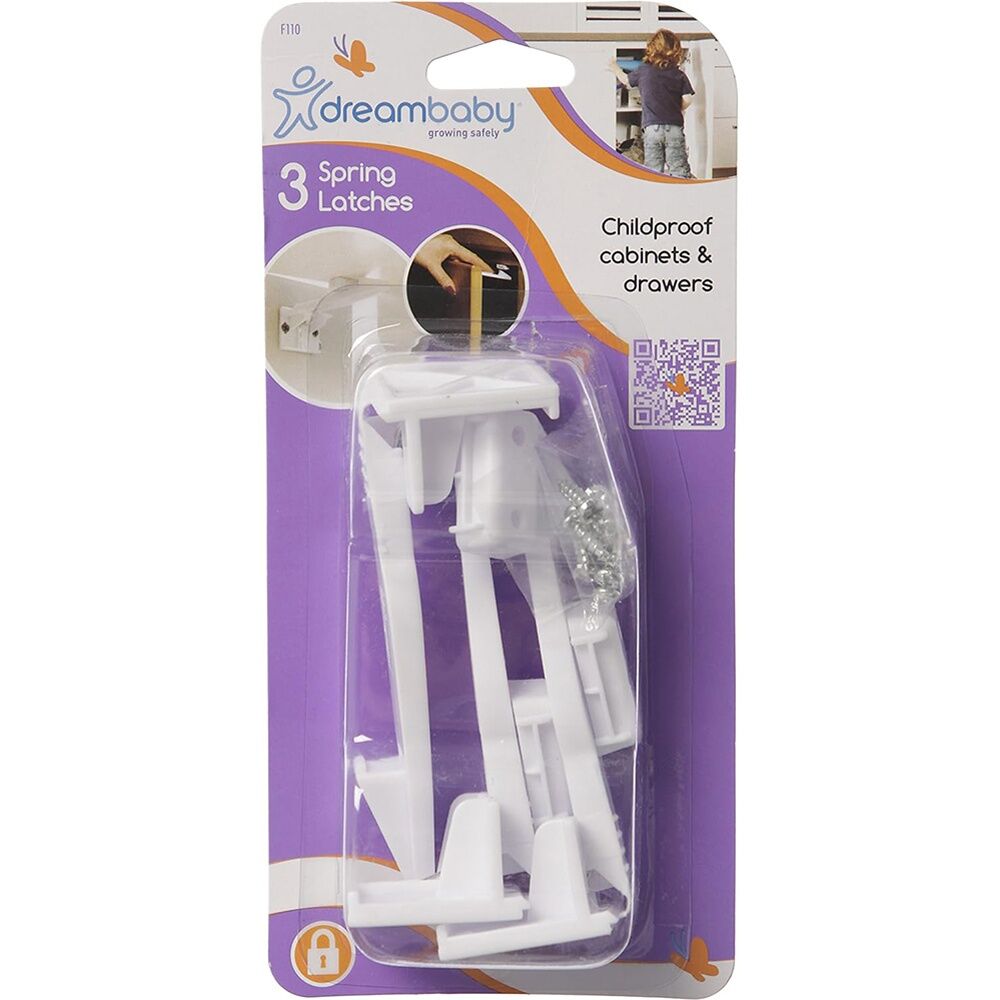 6x 3pc Dreambaby Spring Latches Baby/Child Safety Drawer/Cabinet Locks White