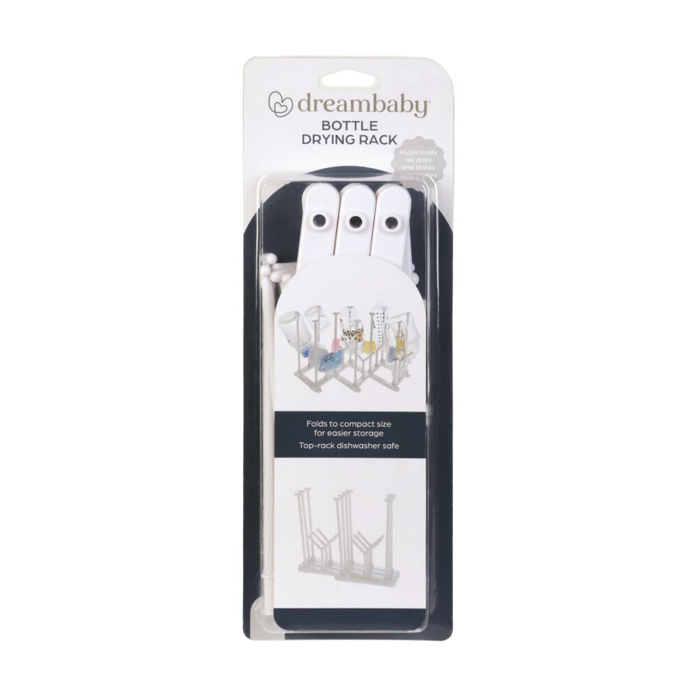 2PK Dreambaby Foldable Baby Bottle Drying Rack Dishwasher Safe White