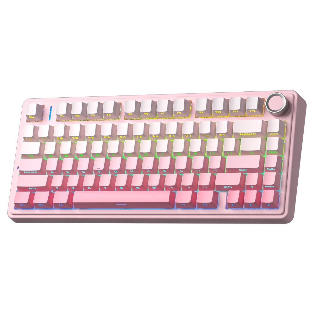 AULA F75 Wireless Type-C Tri-Mode Gasket Mechanical Keyboard Pink