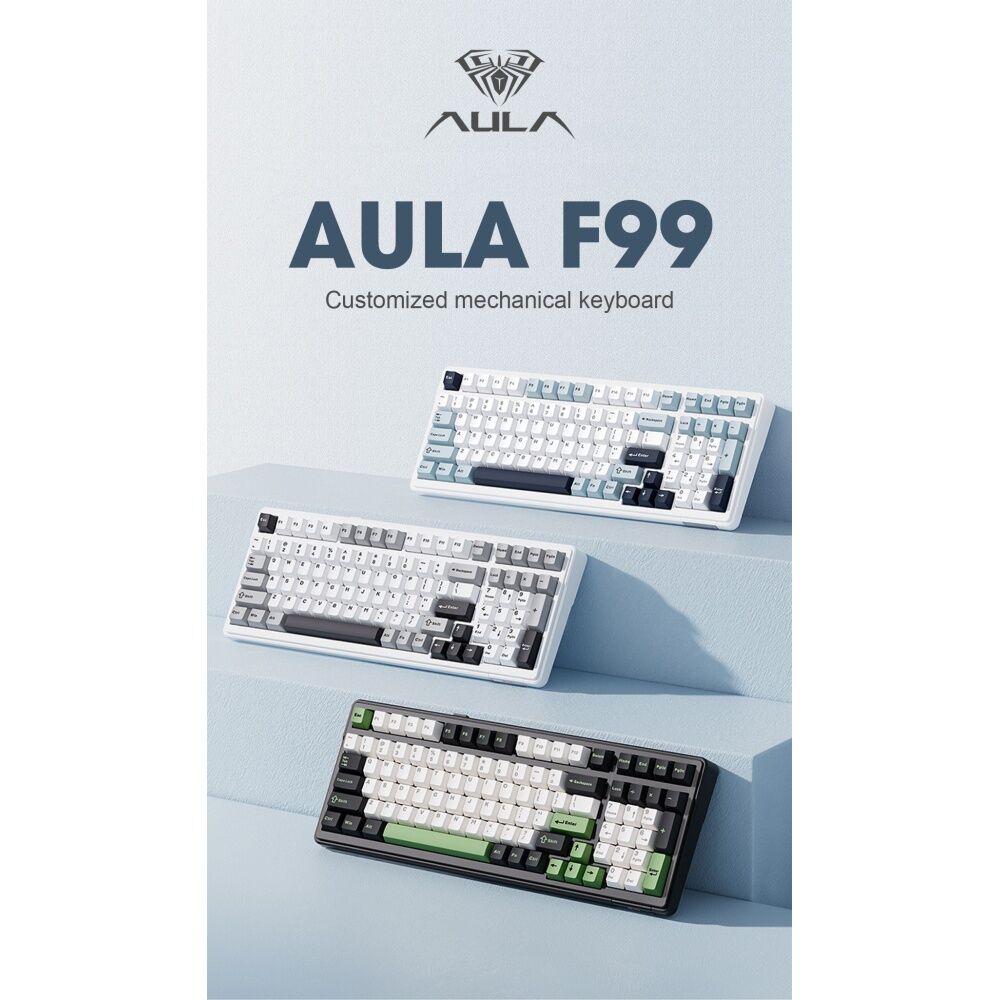 AULA F99 Wireless Tri-Mode Gasket Mechanical Keyboard Blue/White/Dark Purple