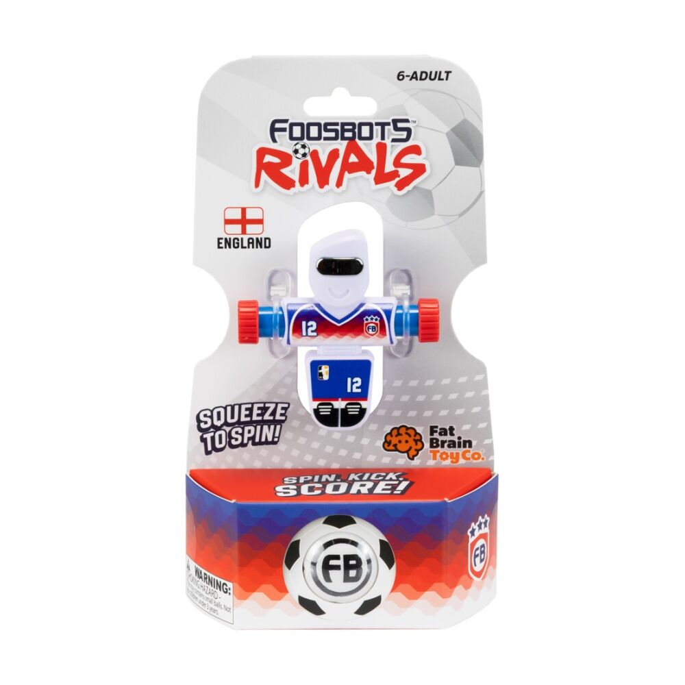 2PK Foosbots 6Y+ Rivals Team England Squeeze To Spin Kids Soccer Football Toy