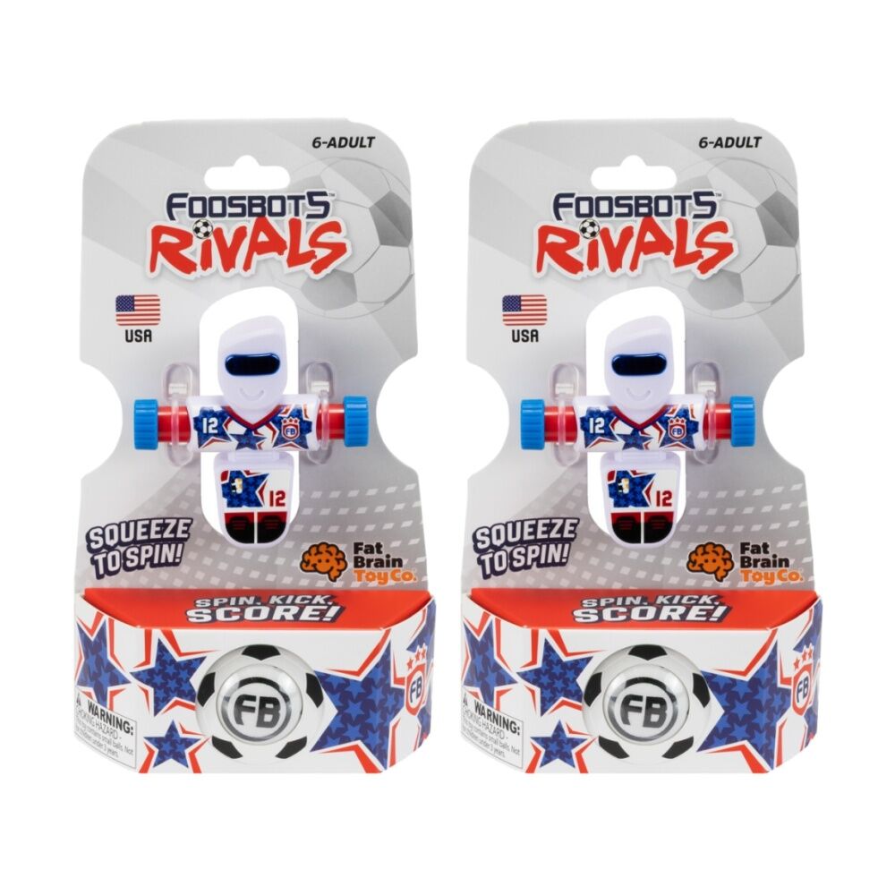 2PK Foosbots 6Y+ Rivals Team USA Squeeze To Spin Kids Soccer Football Toy