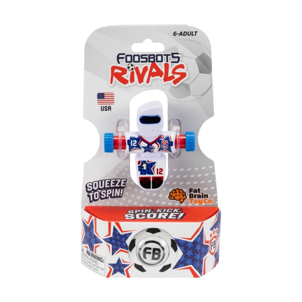 2PK Foosbots 6Y+ Rivals Team USA Squeeze To Spin Kids Soccer Football Toy