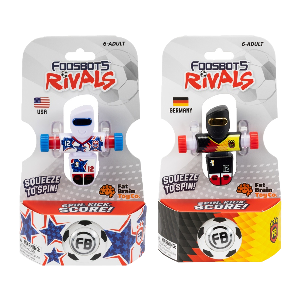 Foosbots Rivals USA & Germany Squeeze To Spin Kids Soccer Football Toy 6Y+