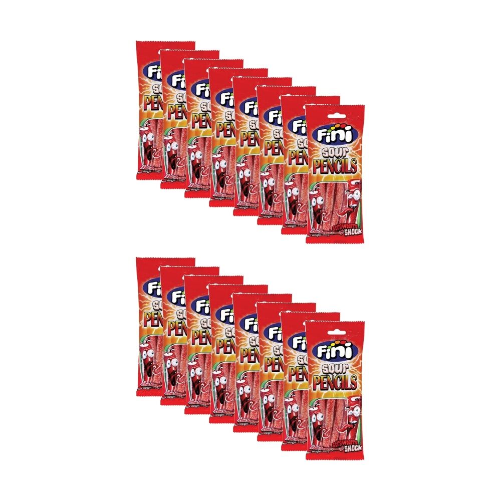 16PK Fini Strawberry Sour Pencil 100g Fruit Flavour Lollies/Gummies