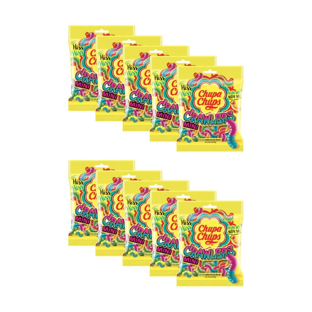 10PK Chupa Chups Jelly Mini Crawlers Gummy Lollies Sweets Pack Multi Flavour 90g