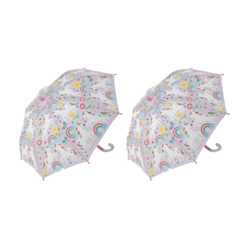 2PK Floss & Rock Colour Changing Umbrella Rainbow Unicorn Kids 3y+ 60x70cm
