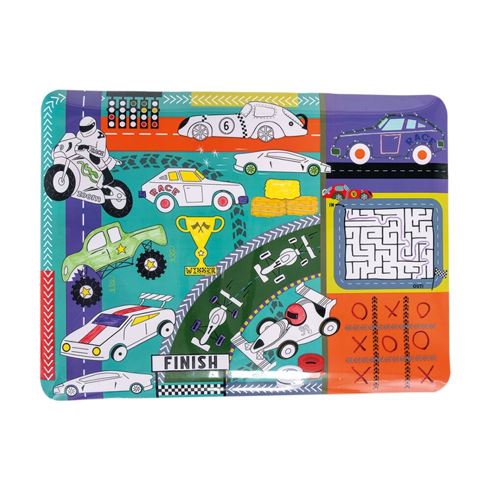 Floss & Rock Activity Mat Cars Reusable Colouring Fun & Games Set 3y+