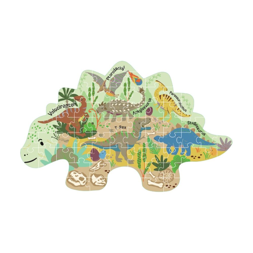 60pc Floss & Rock Kids 5y+ Shaped Jigsaw Puzzle Activity Game Dinosaur