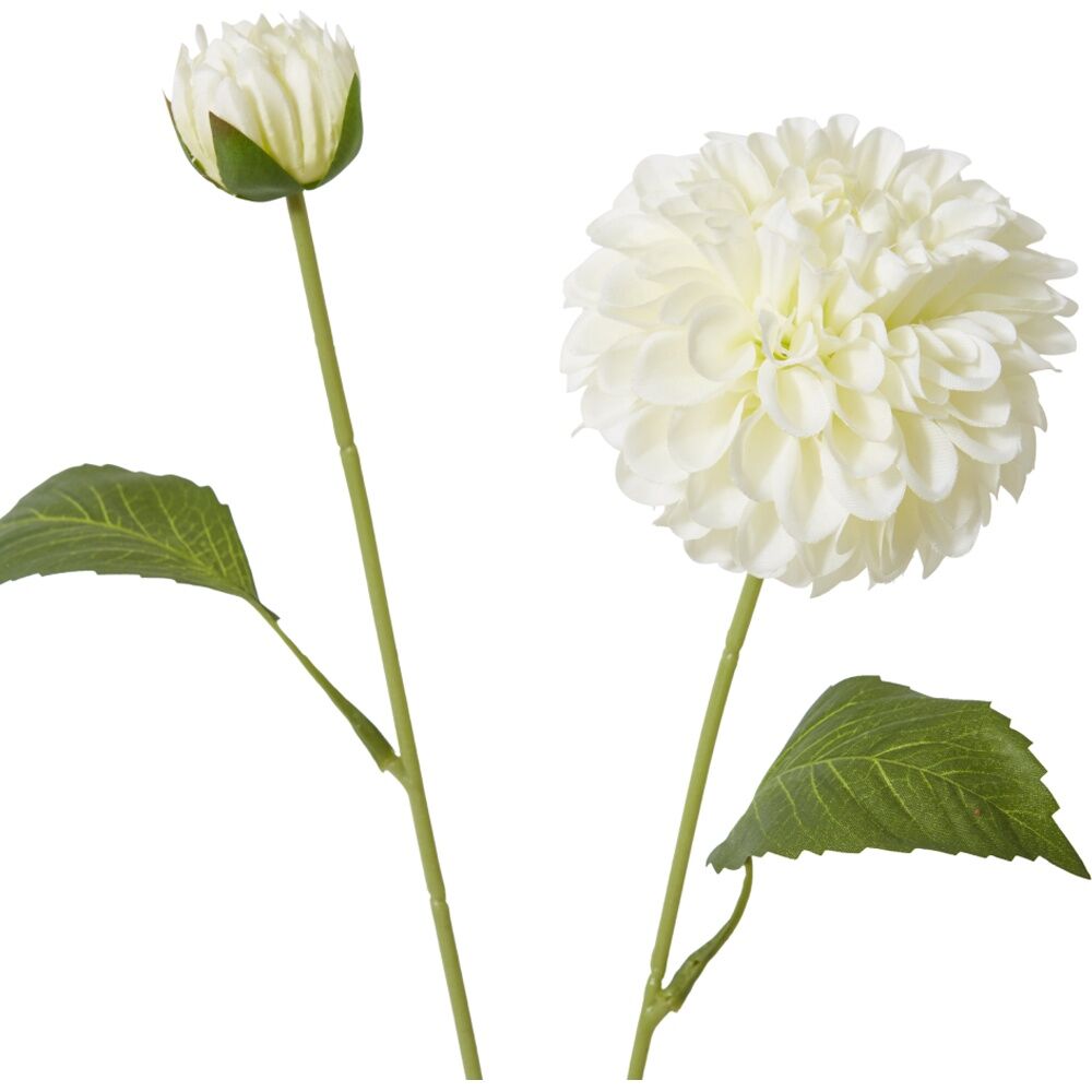6PK E Style Dahlia Pom Spray Artificial Flower White 15x15x72cm
