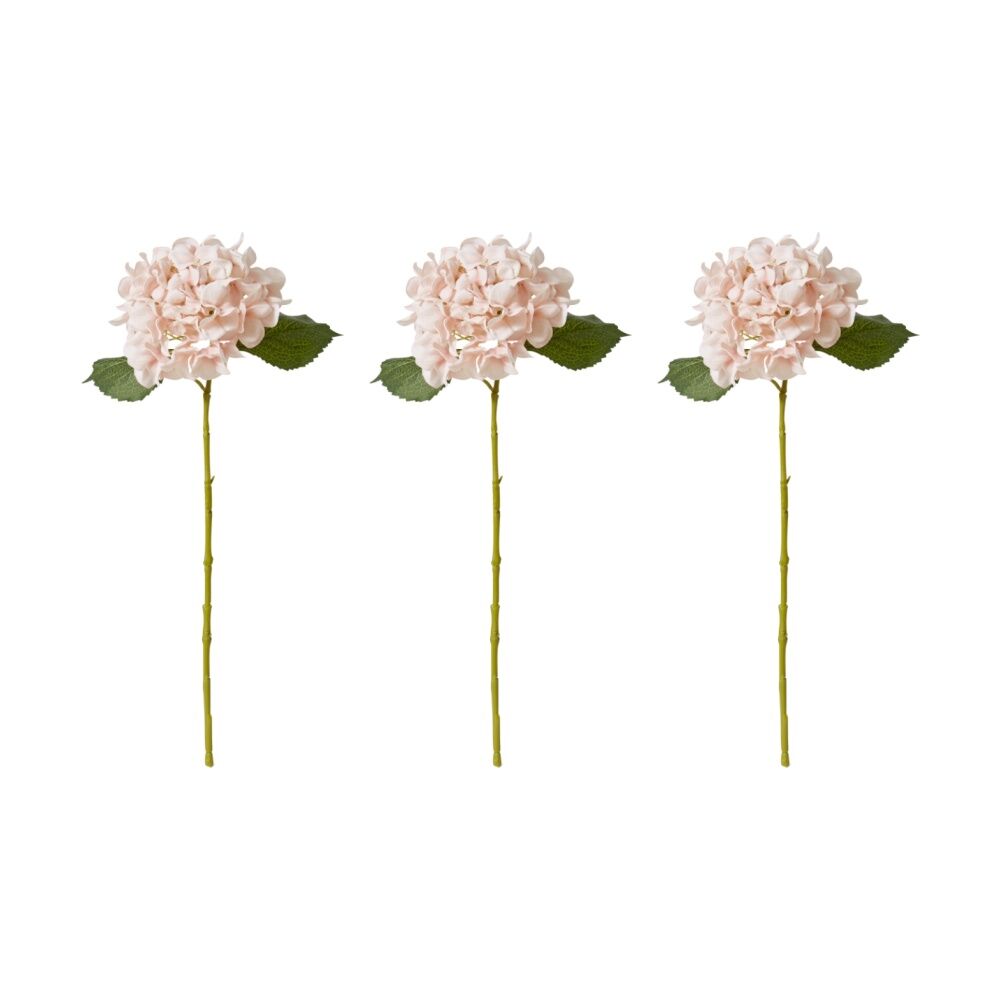 3PK E Style Hydrangea Classic Small Stem Artificial Flower Pink 20x20x61cm